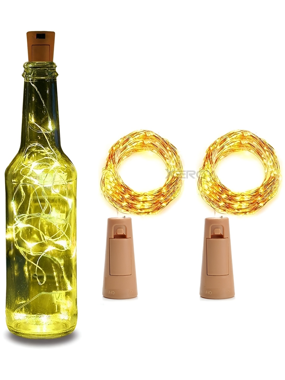 

ENORMITY 2 Pcs Yellow Rice Shape Cork String Light