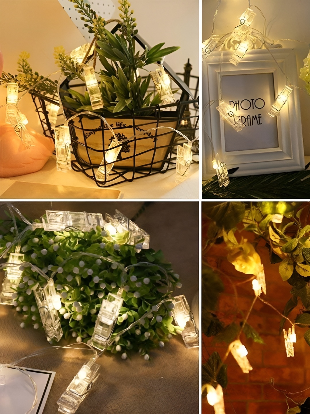 

ENORMITY Yellow & White Photo Clip Shape Bulb String Lights