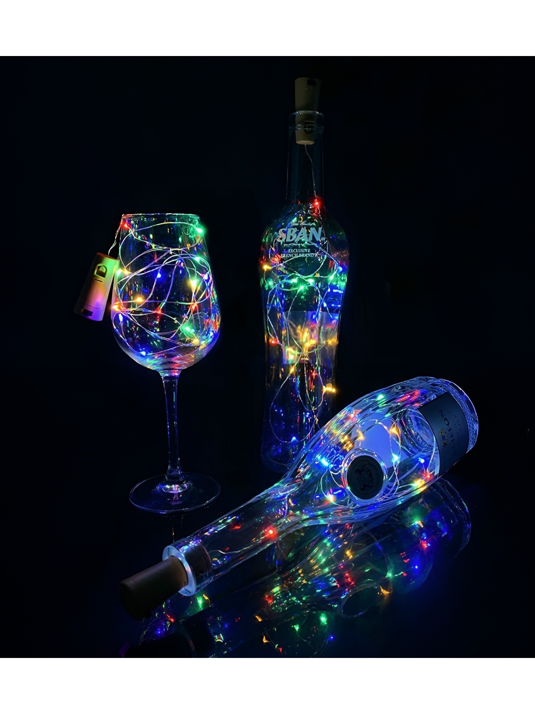

ENORMITY 3-Pcs Red & Yellow Rice Shaped Cork LED String Lights, Blue