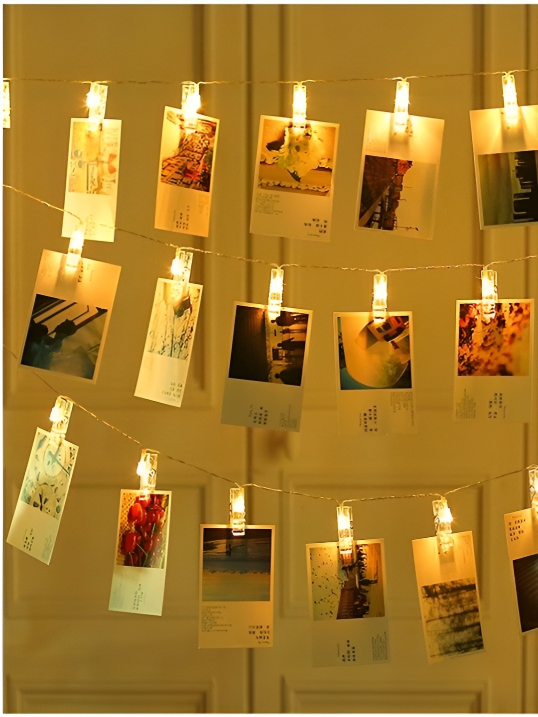 

ENORMITY Yellow & White Photo Clip Shape Bulb String Lights