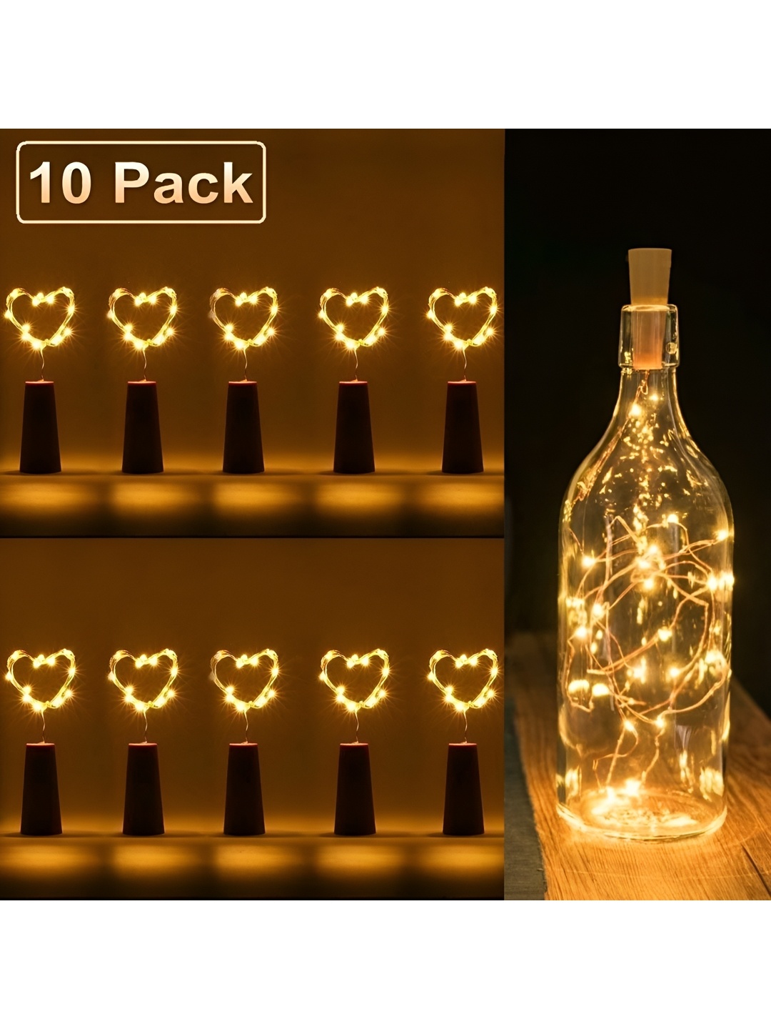 

ENORMITY 10Pcs Yellow & Brown Rice Shape Cork String Light