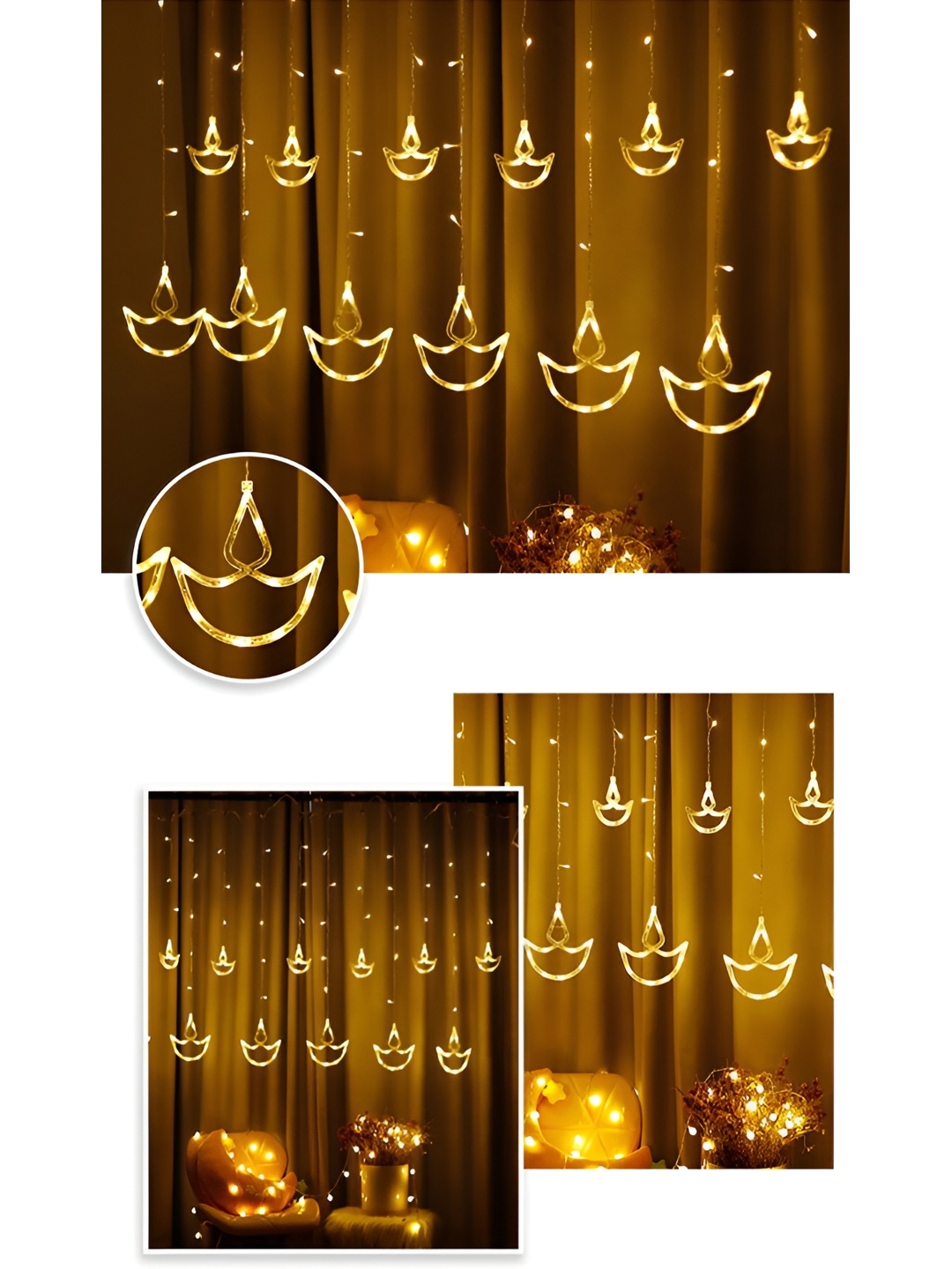 

ENORMITY Yellow Diya Shaped String Lights