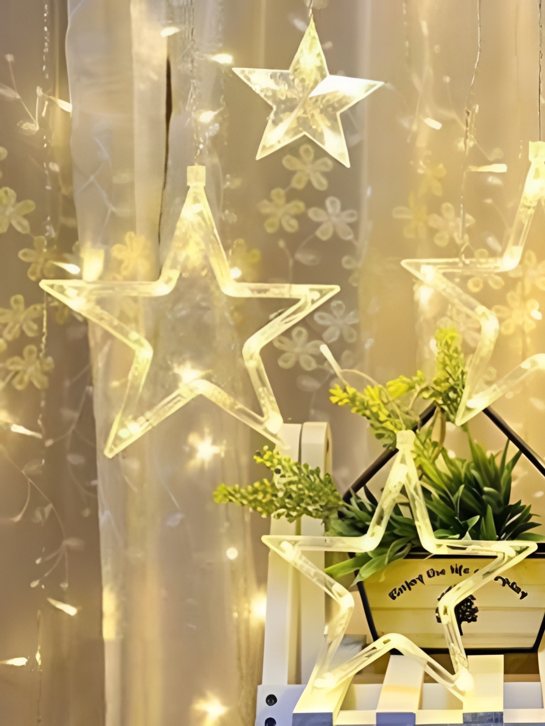 

ENORMITY 138-Pcs Yellow Metal LED Star-Shaped String Lights