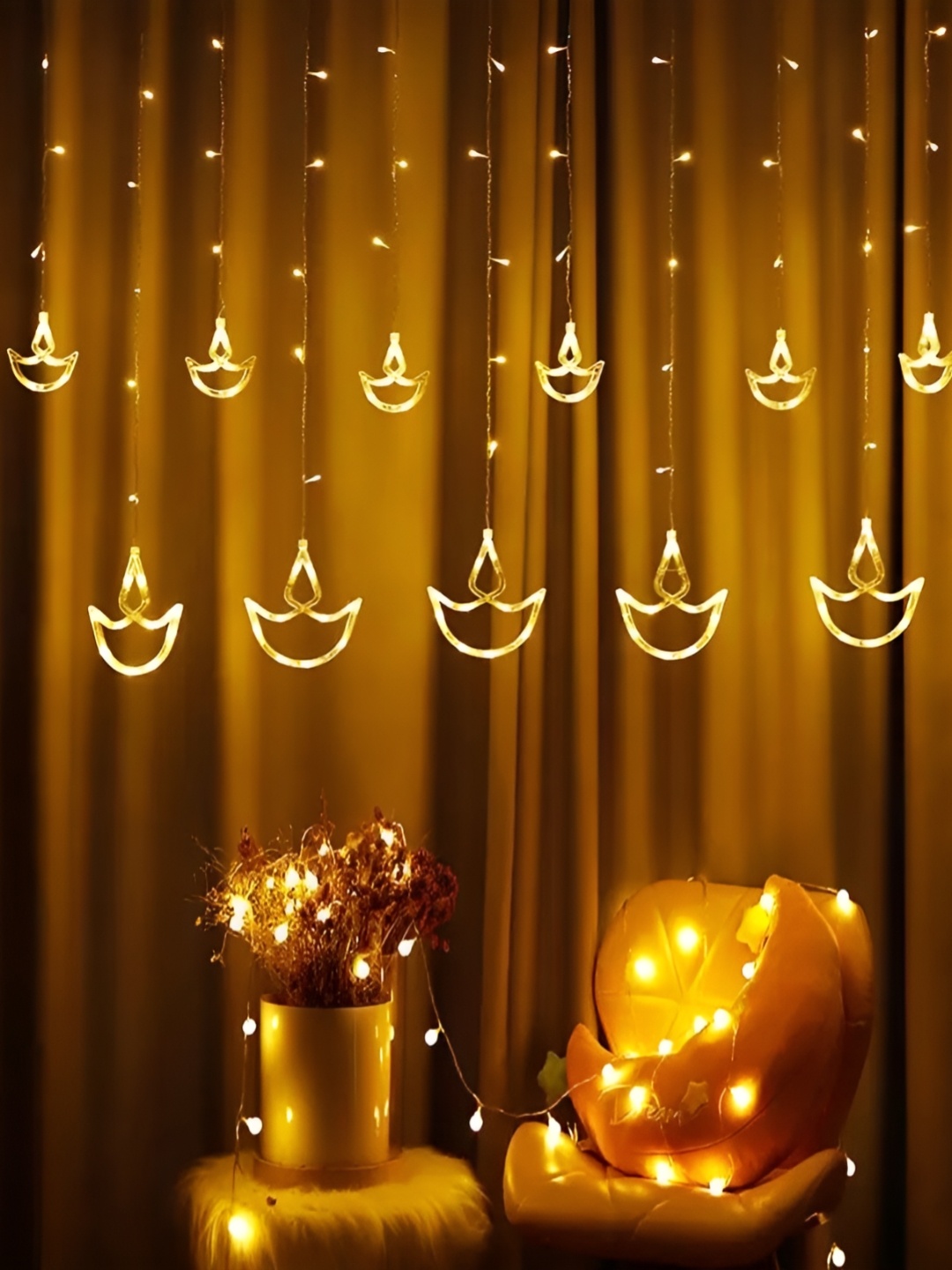 

ENORMITY Yellow Diya Shape String Light, Gold