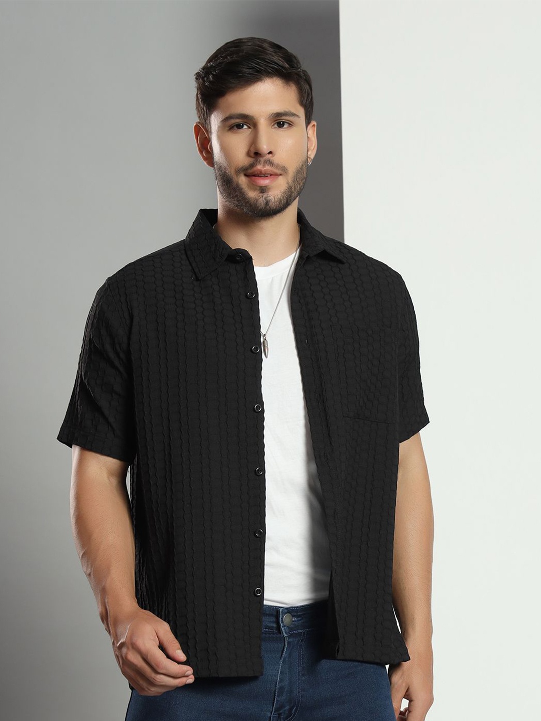 

CHIMPAAANZEE Men Opaque Casual Shirt, Black