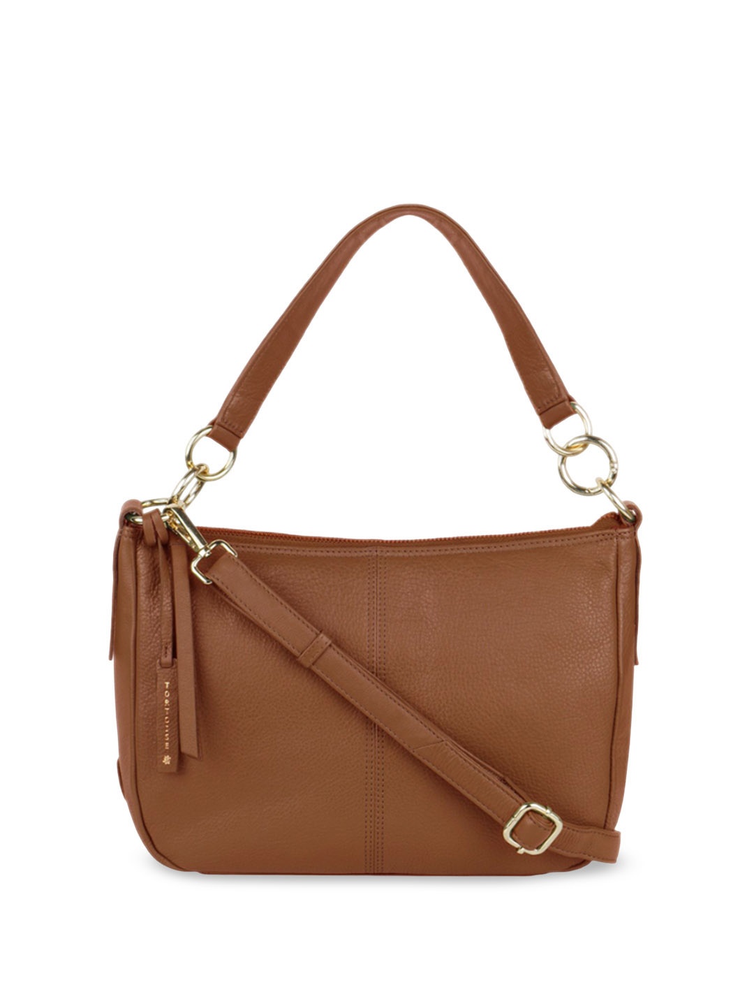 

Tortoise Leather Bucket Handheld Bag with Fringed, Tan