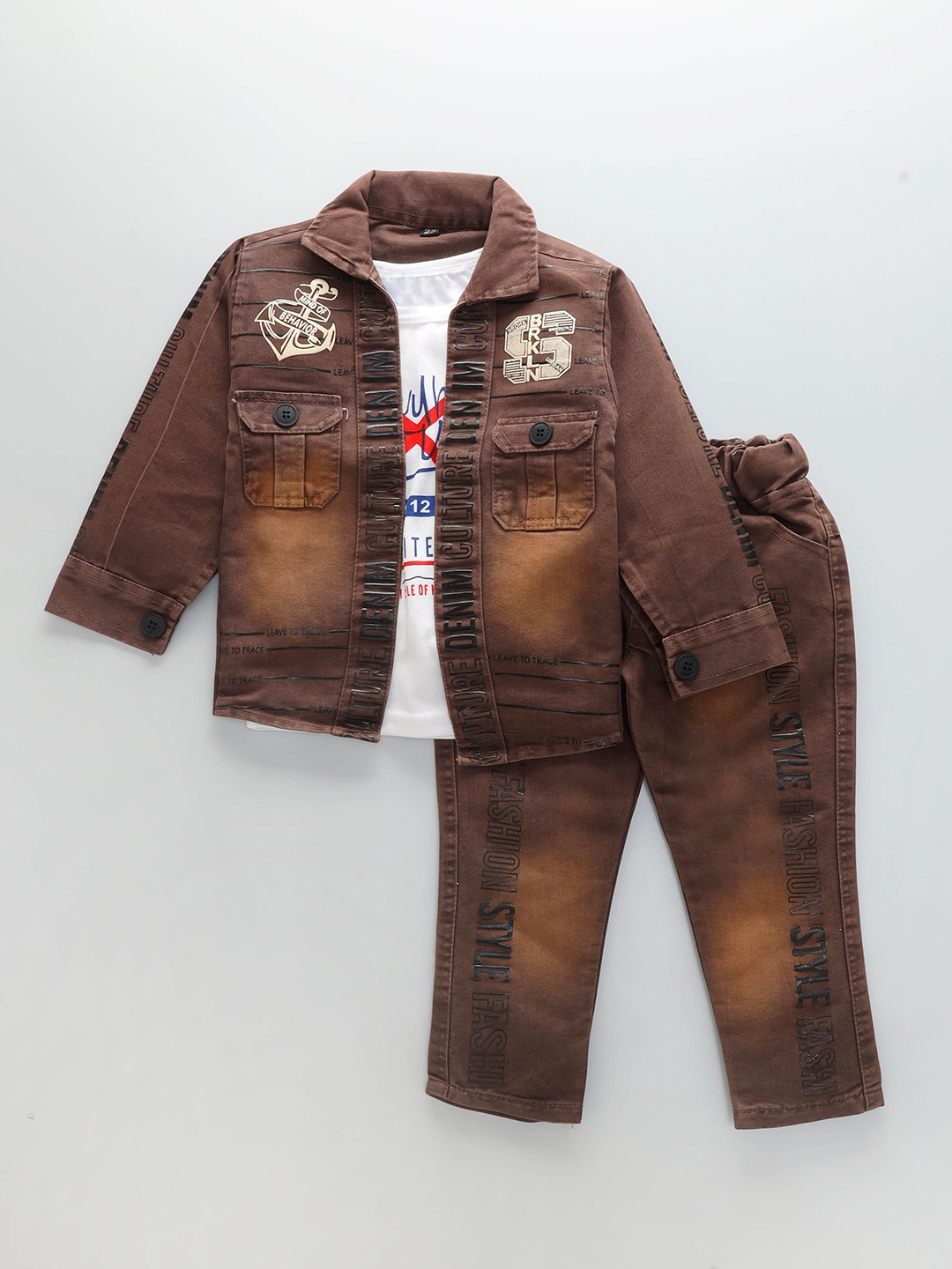

BAESD Boys Printed T-shirt with Trousers, Rust