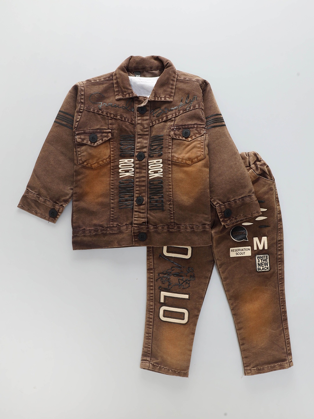 

BAESD Boys Dyed T-shirt and Shirt with Trousers, Rust