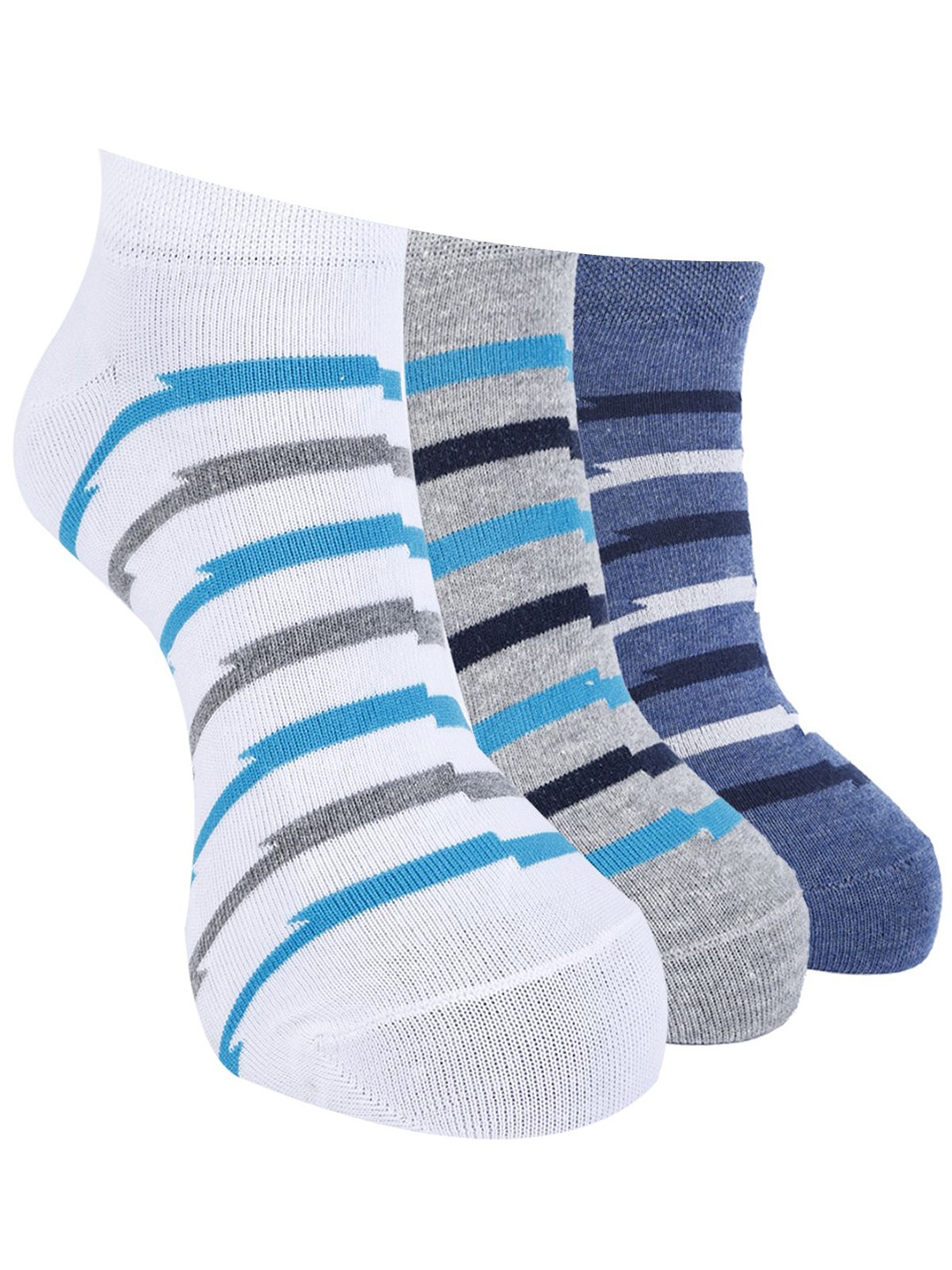 

Force NXT Men Pack Of 3 Striped Ankle-Length Socks, White