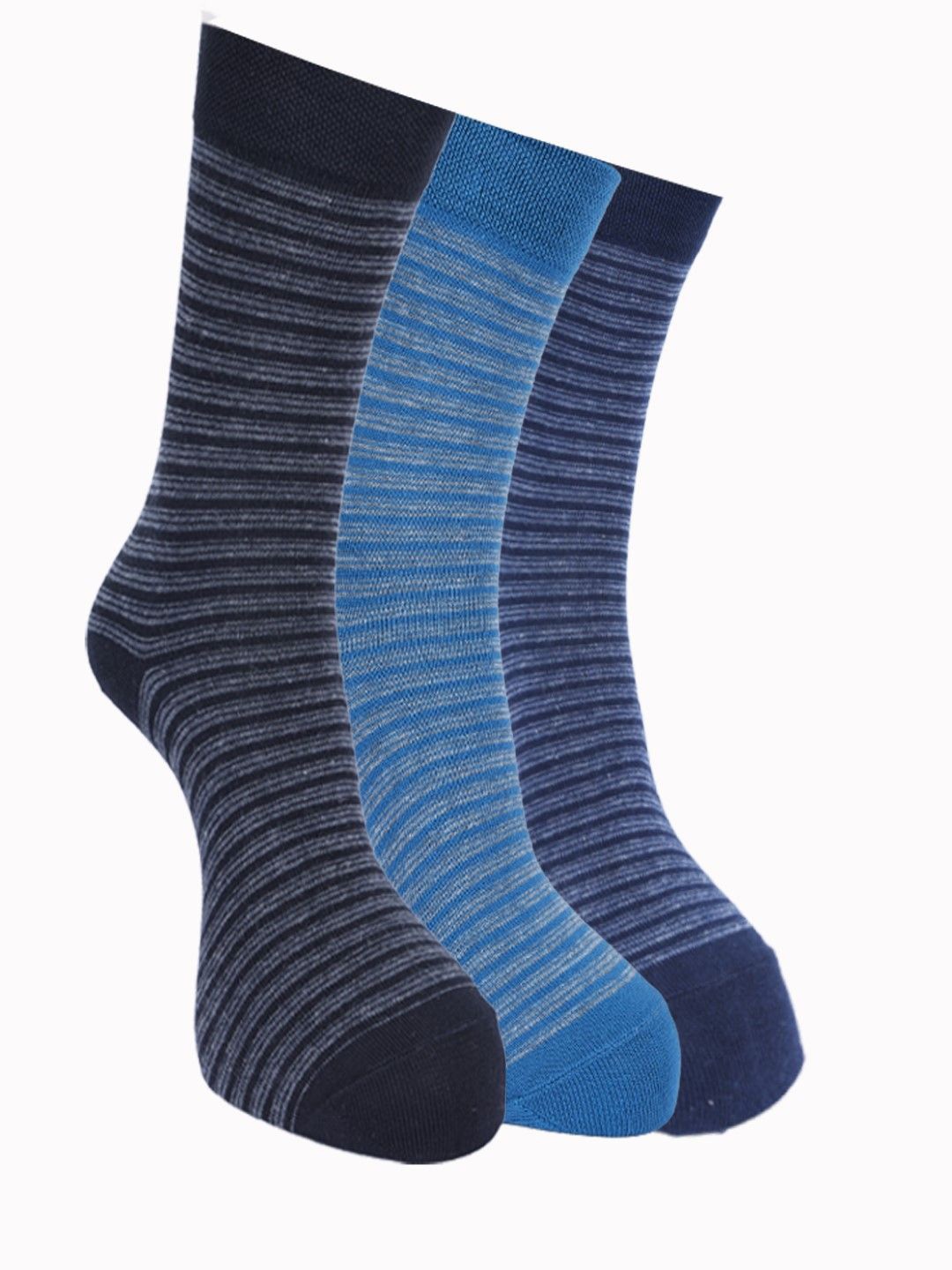 

Force NXT Men Pack Of 3 Striped Cotton Calf-Length Socks, Blue