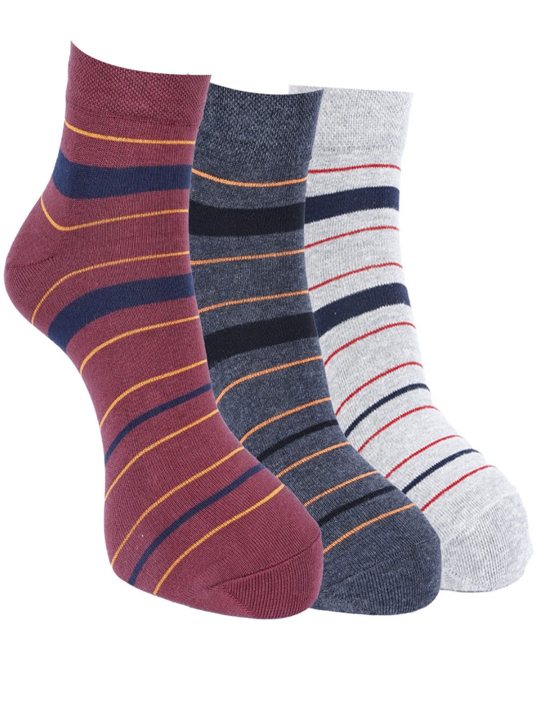 

Force NXT Men Pack Of 3 Striped Cotton Ankle-Length Socks, Blue