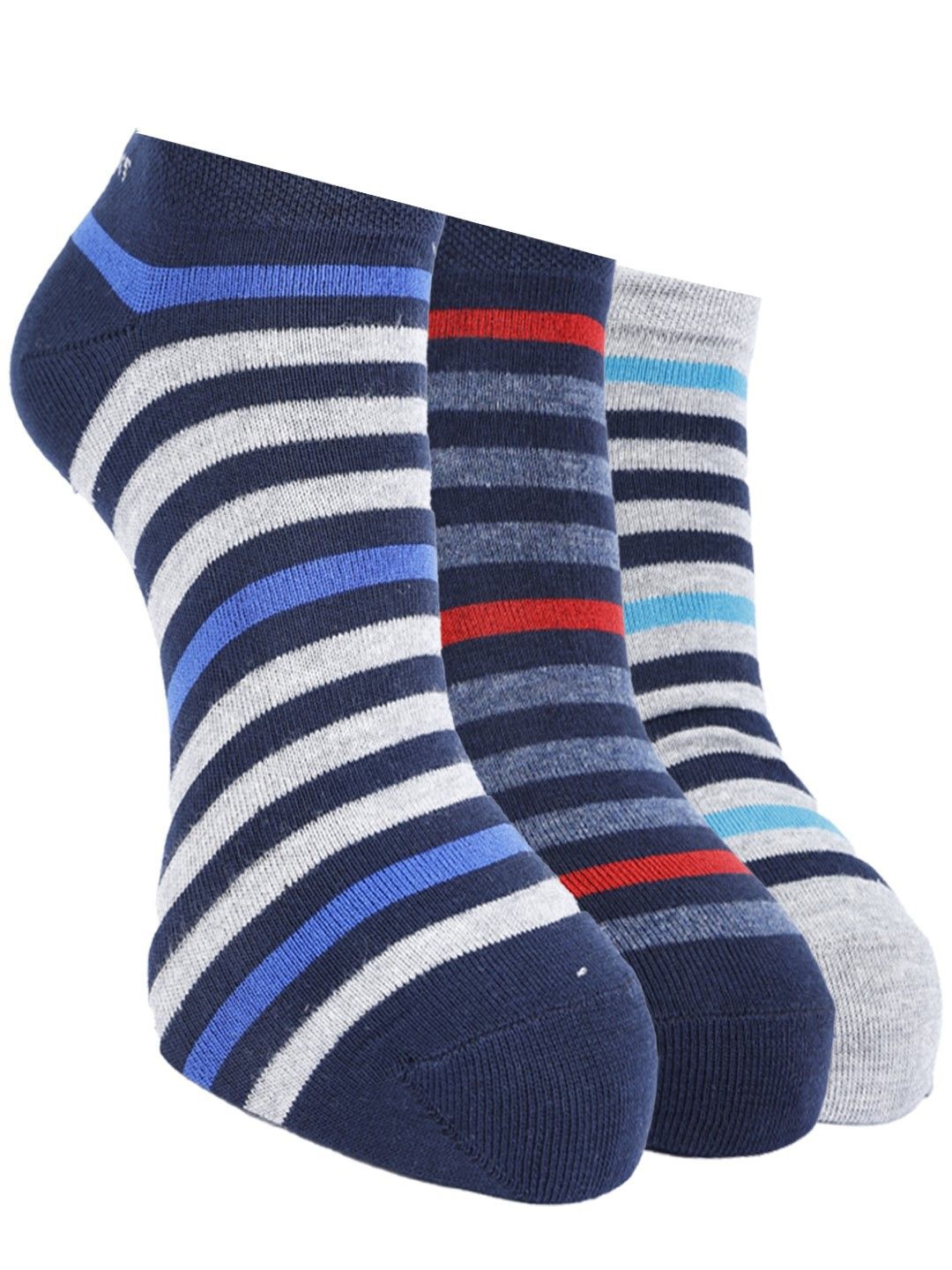 

Force NXT Men Pack Of 3 Striped Cotton Ankle-Length Socks, White
