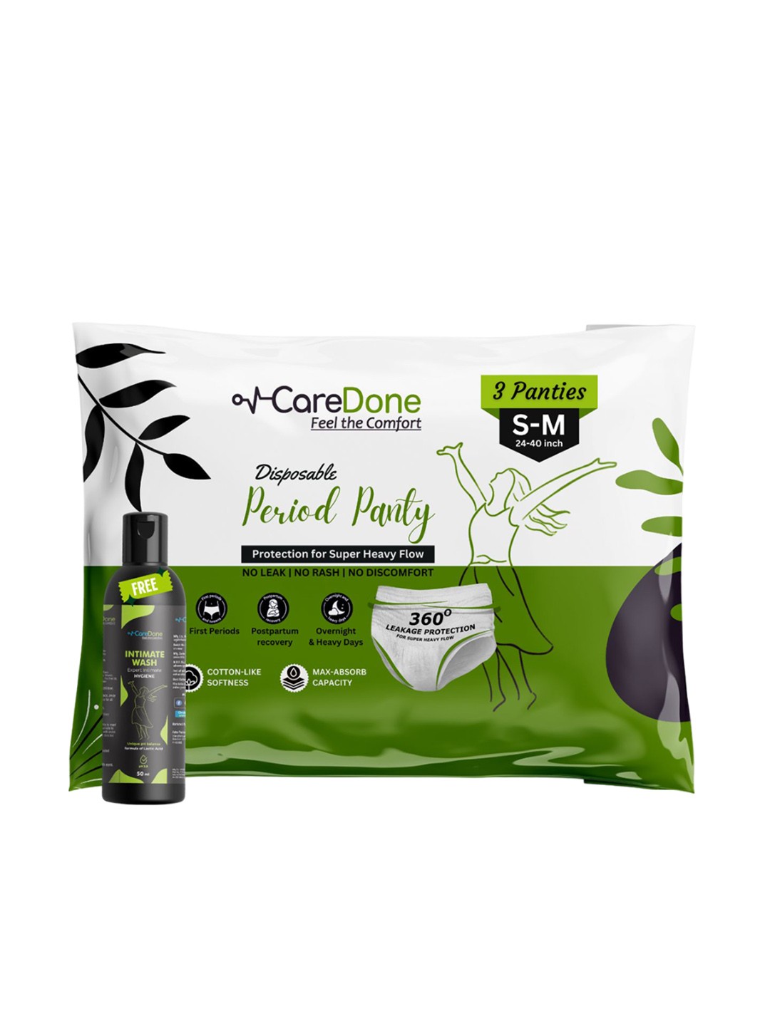 

CareDone 3 Pcs Leak Proof Disposable Period Panties, White