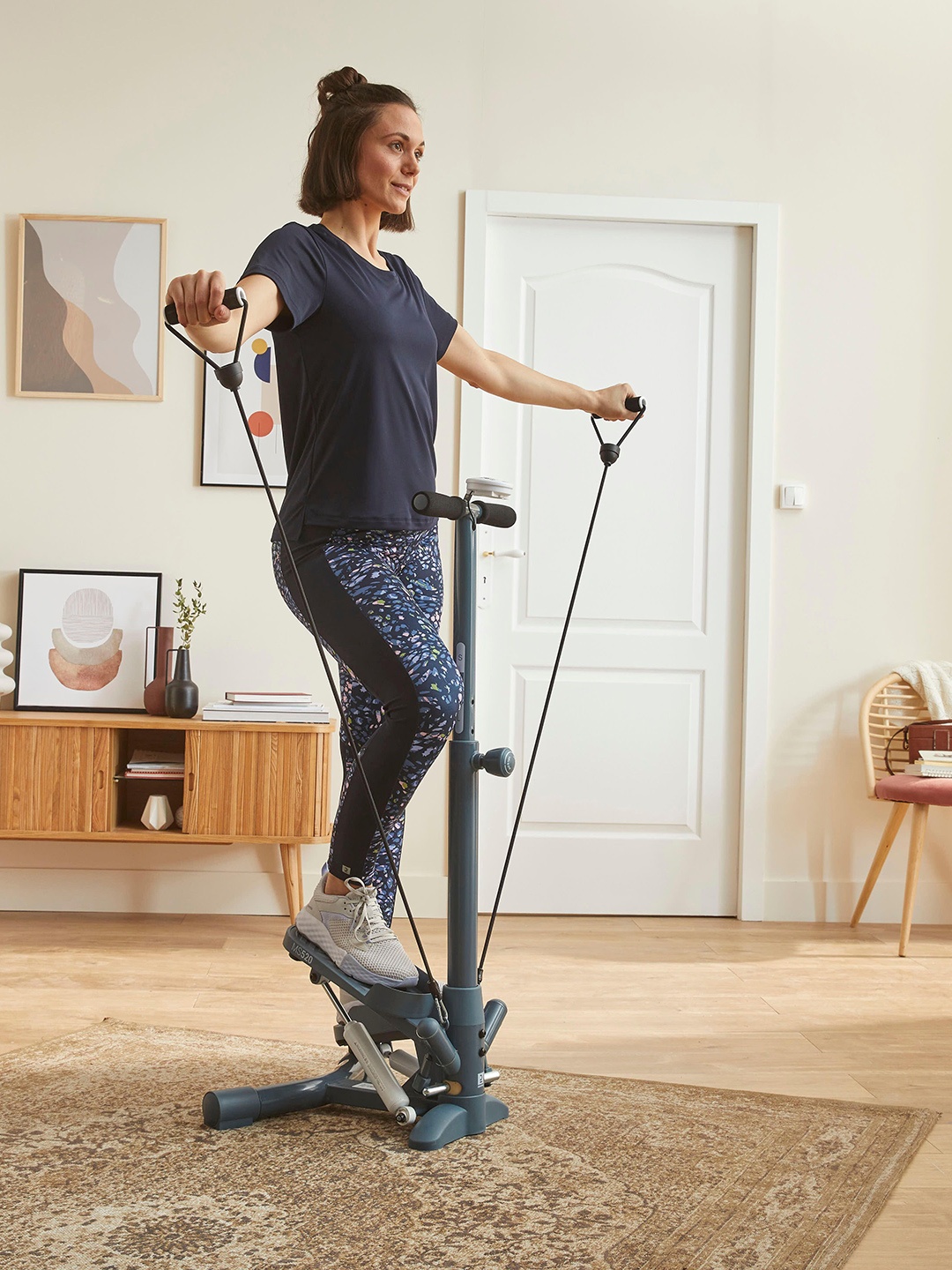 

Domyos By Decathlon Mini Small Stepper With Resistance Band Hand Grips, Blue