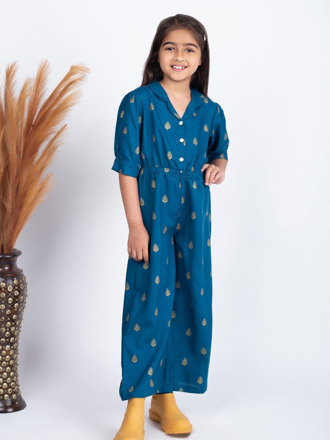 

Jelly Jones Girls Printed Basic Jumpsuit, Blue