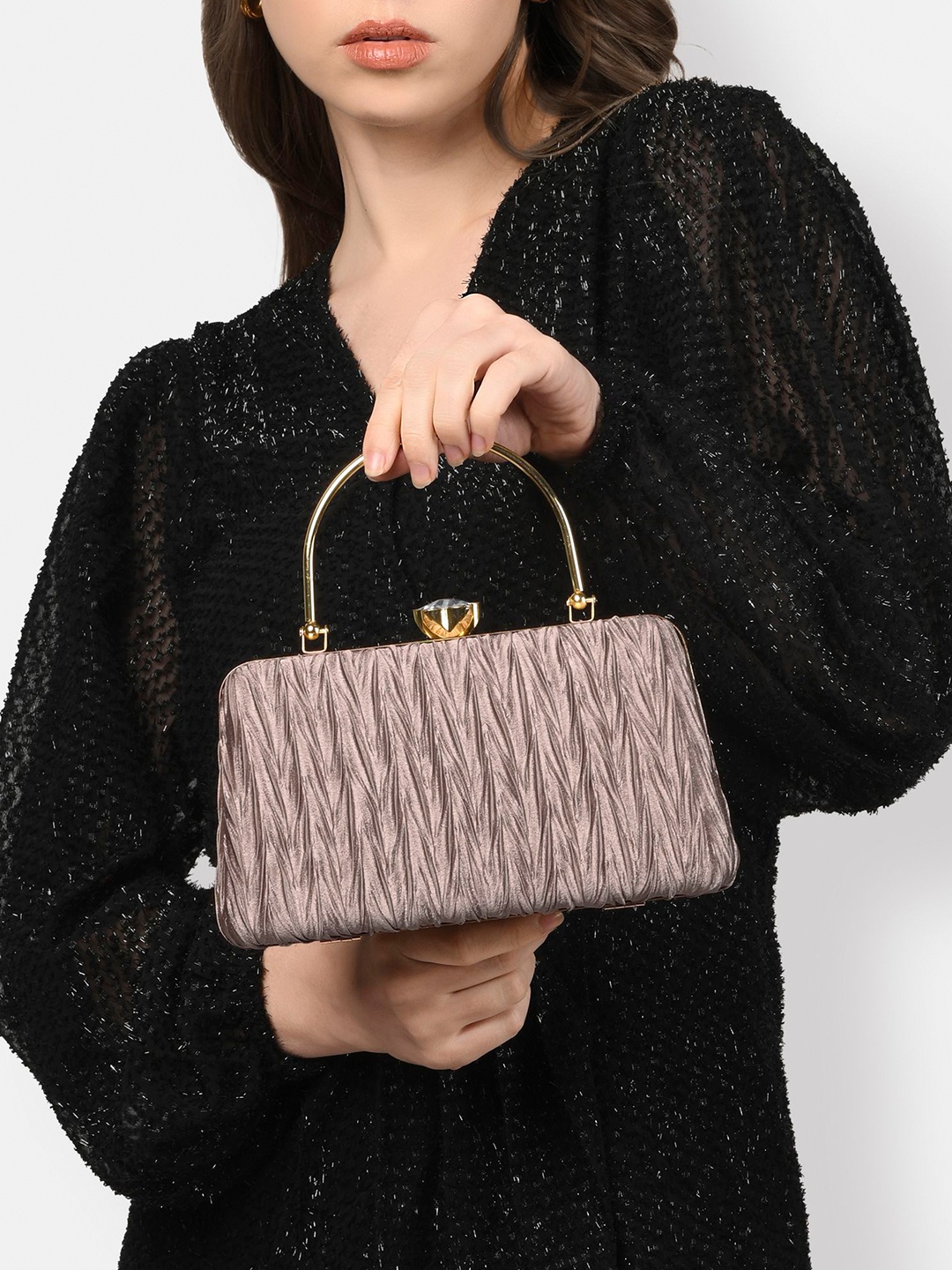 

Lavie Textured Box Clutch, Rose gold