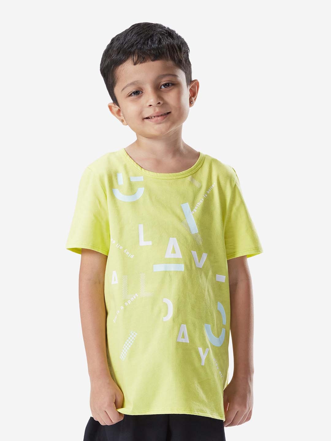

Domyos By Decathlon Boys Printed Pure Cotton T-Shirts, Yellow