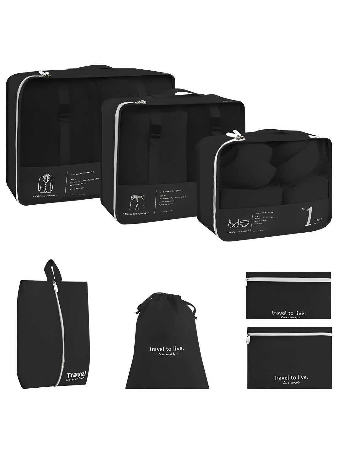 

HOUSE OF QUIRK Black 7 Pieces Multi-Utility Organisers