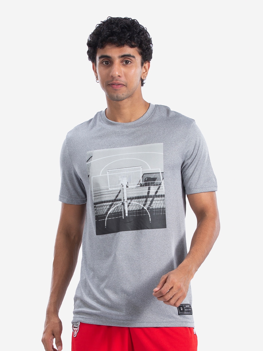 

TARMAK By Decathlon Unisex Adult Grey Graphic Printed Basketball Tshirt