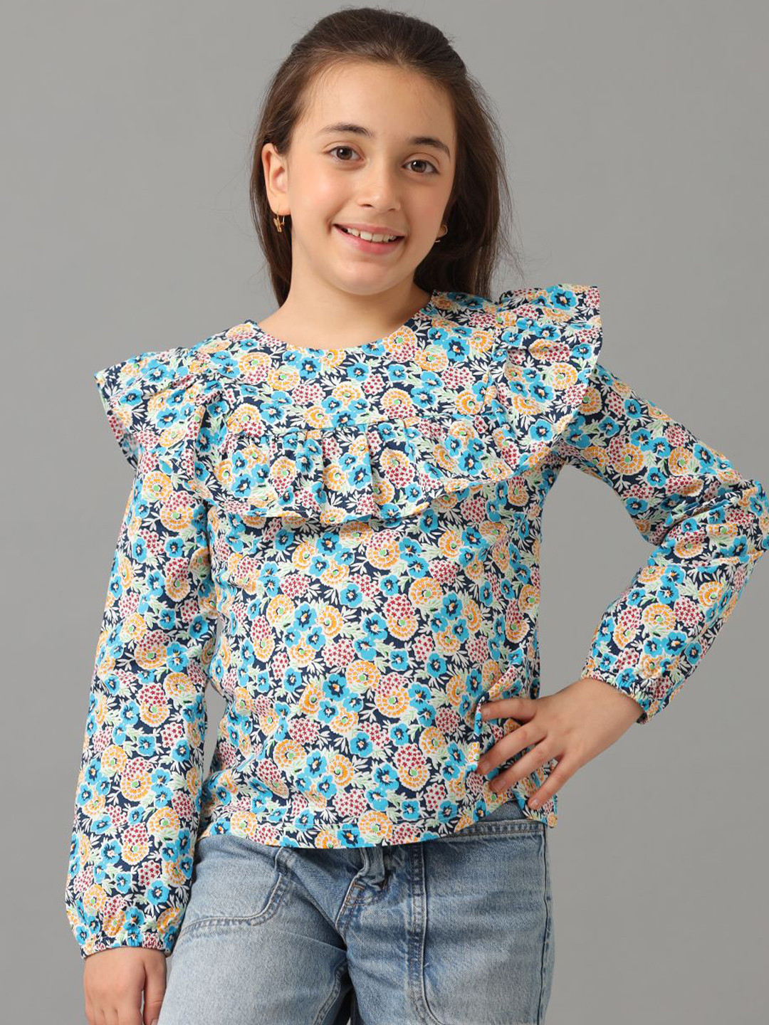 

UNDER FOURTEEN ONLY Floral Print Cotton Top, Yellow