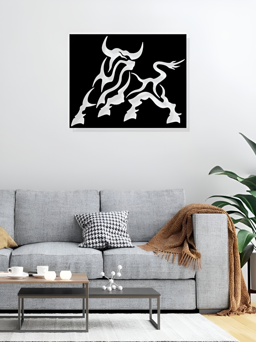 

ARTROOMS Black Bull Metal Wall Hanging