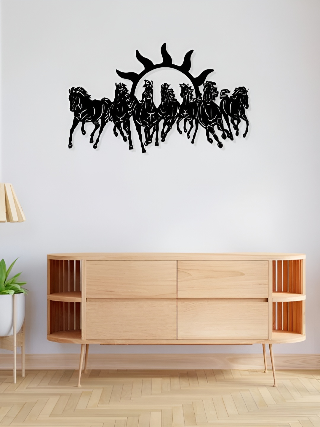 

ARTROOMS Black Seven Running Horse Metal Wall Hanging