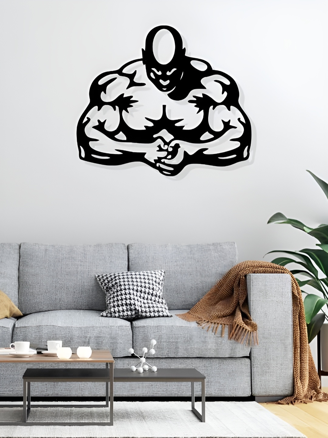 

ARTROOMS Black GYM Bodybuilder Metal Wall Hanging