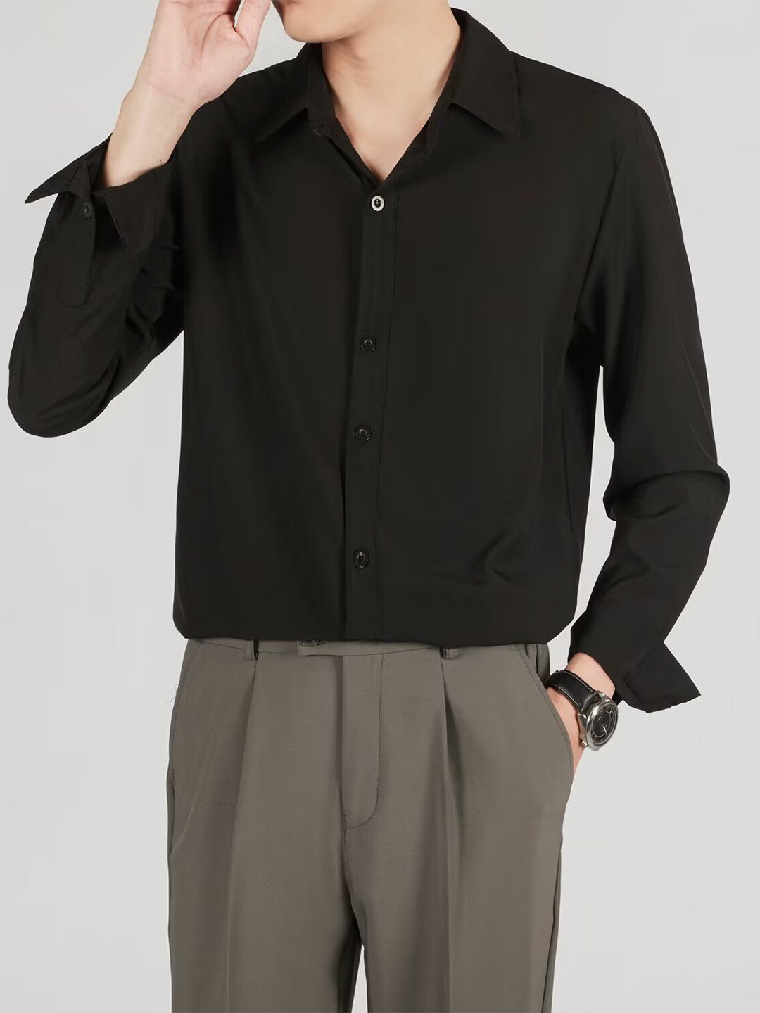

StyleCast Men Opaque Casual Shirt, Black