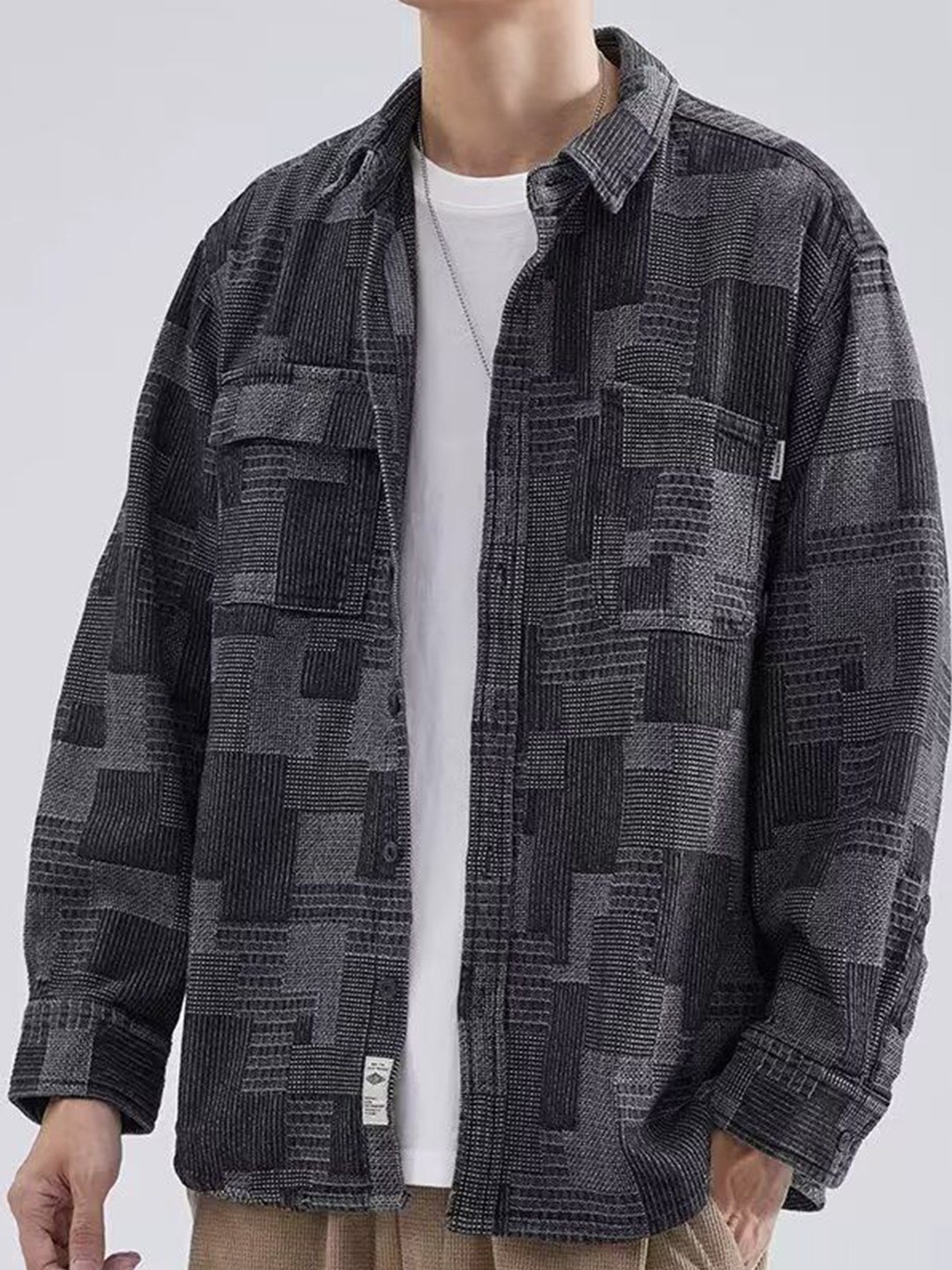 

StyleCast Men Opaque Printed Casual Shirt, Black
