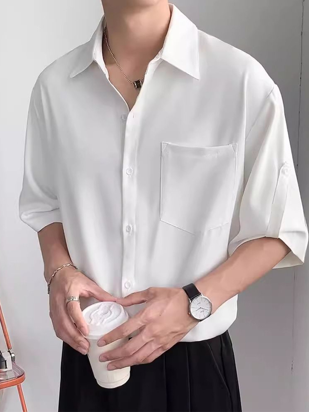 

StyleCast Men Opaque Casual Shirt, White