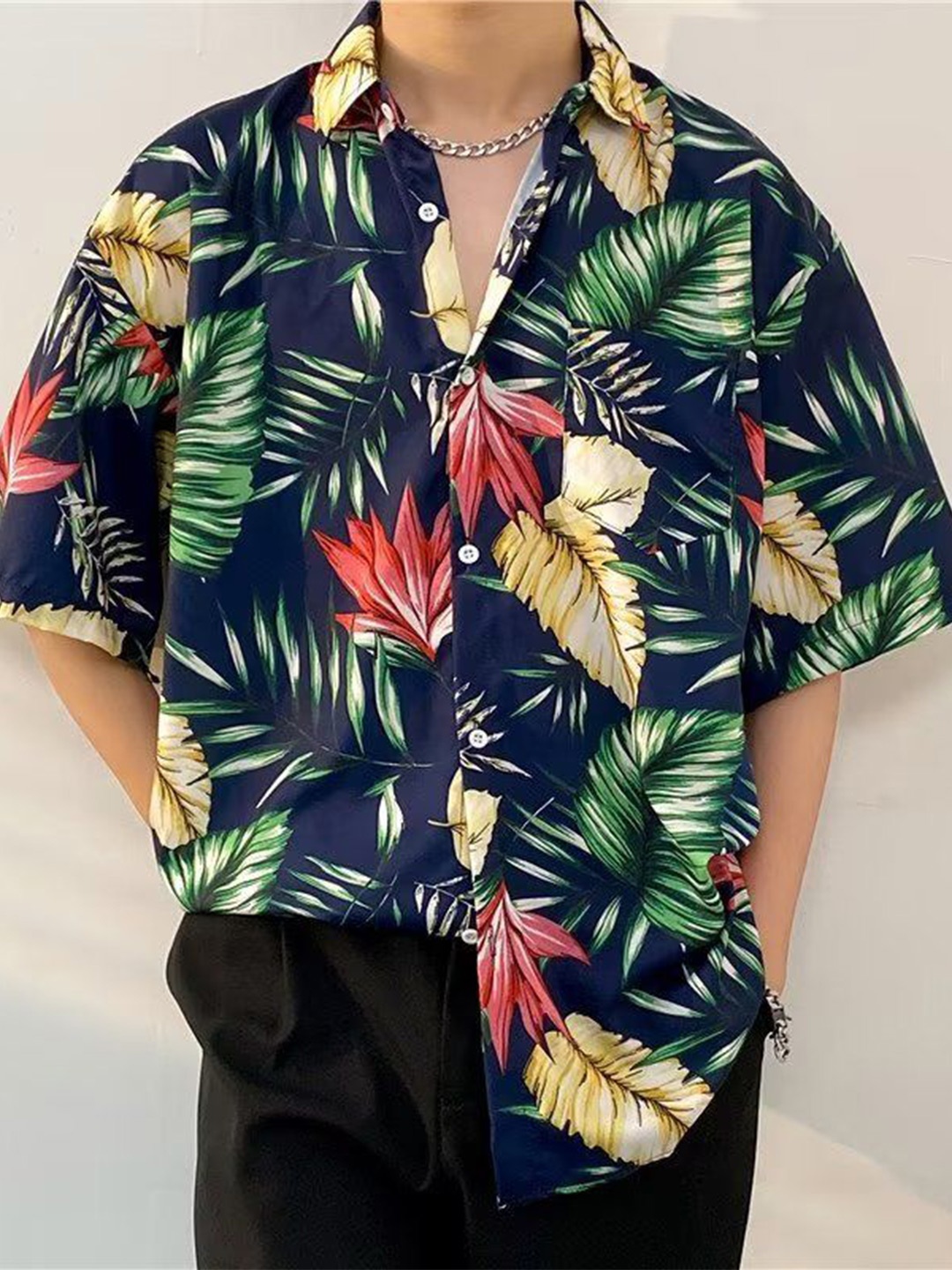 StyleCast Men Floral Opaque Printed Casual Shirt, Navy blue