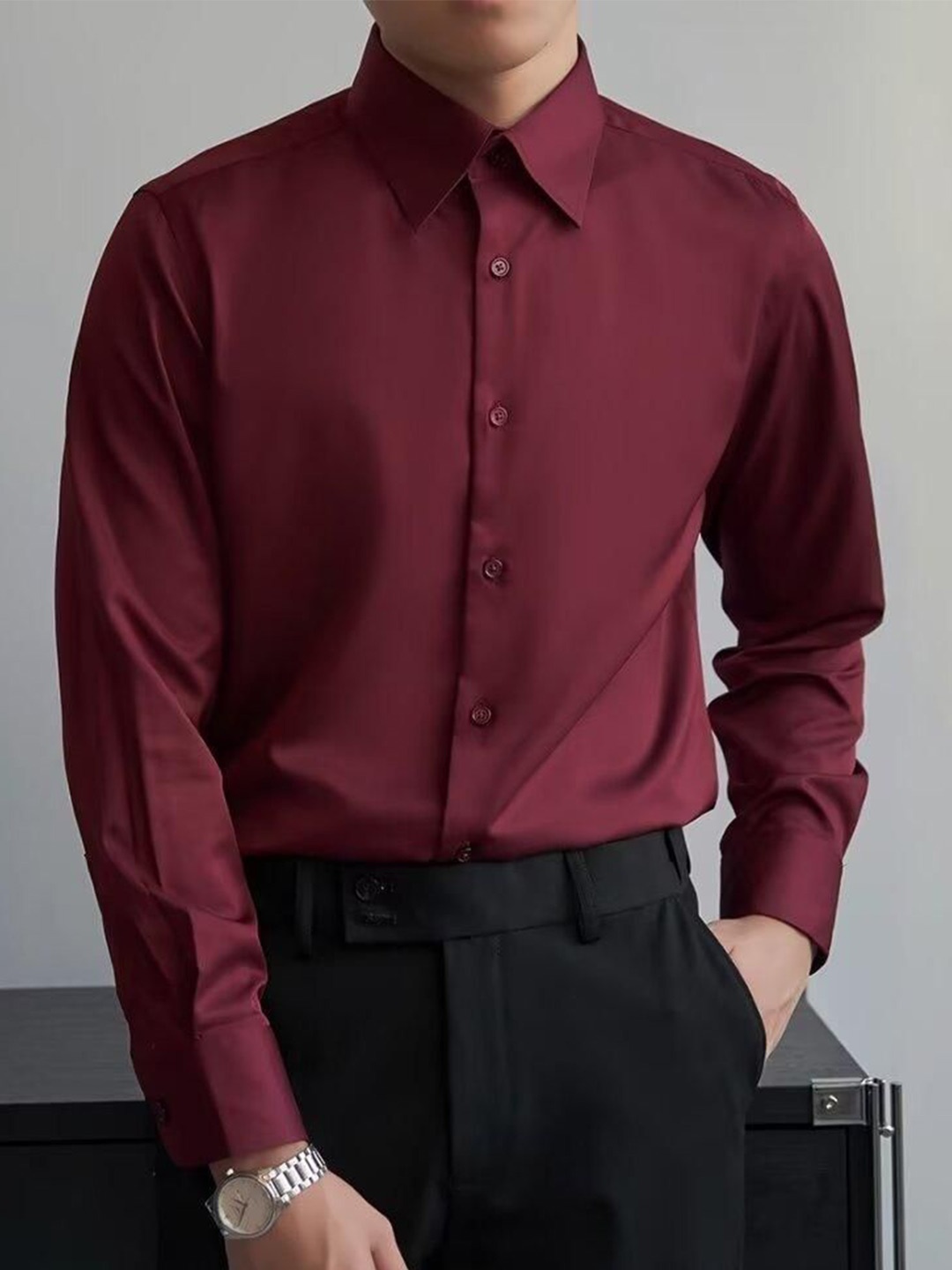 

StyleCast Men Opaque Casual Shirt, Maroon