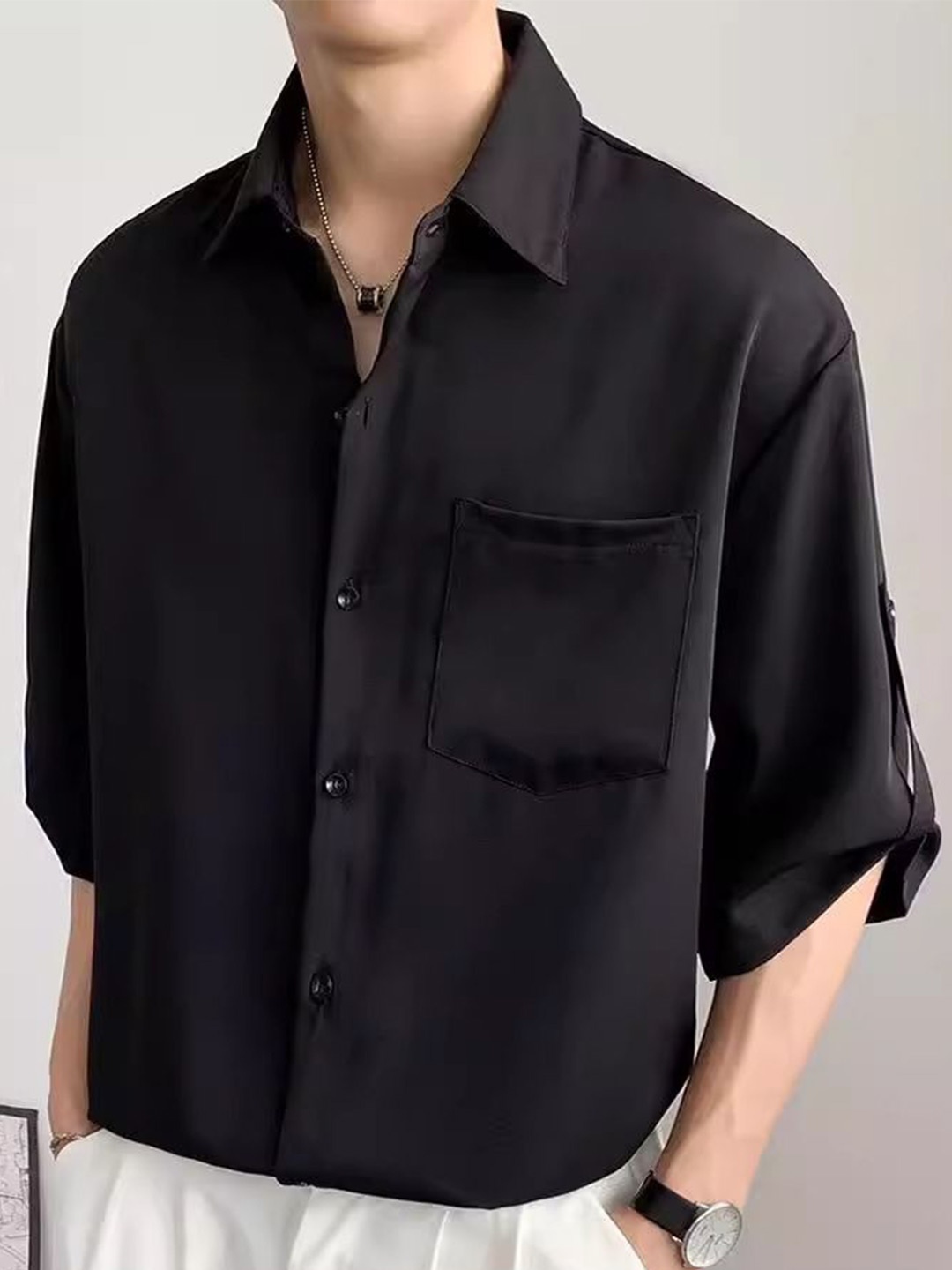 

StyleCast Men Opaque Casual Shirt, Black