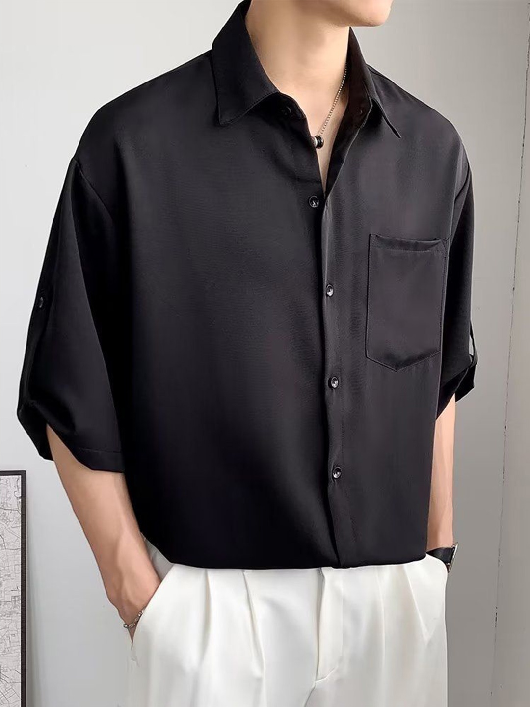 

StyleCast Men Opaque Casual Shirt, Black