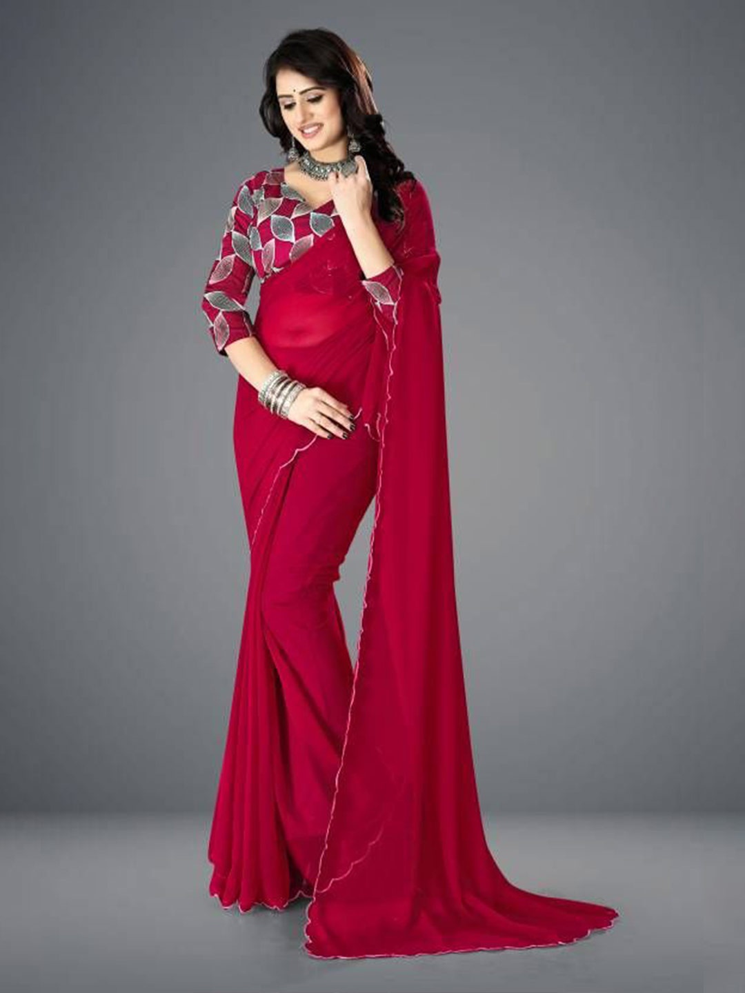 

Ashiya Fab Pure Georgette Saree, Red