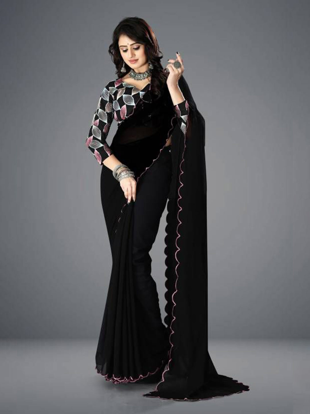 

Ashiya Fab Pure Georgette Saree, Black