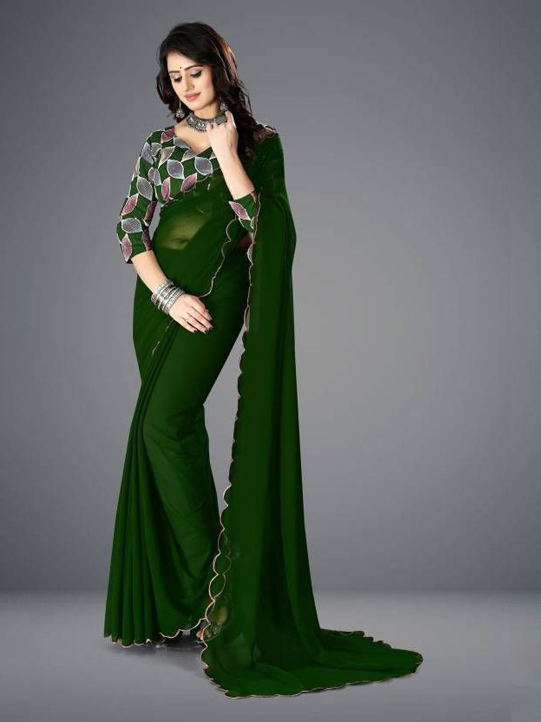 

Ashiya Fab Pure Georgette Saree, Green