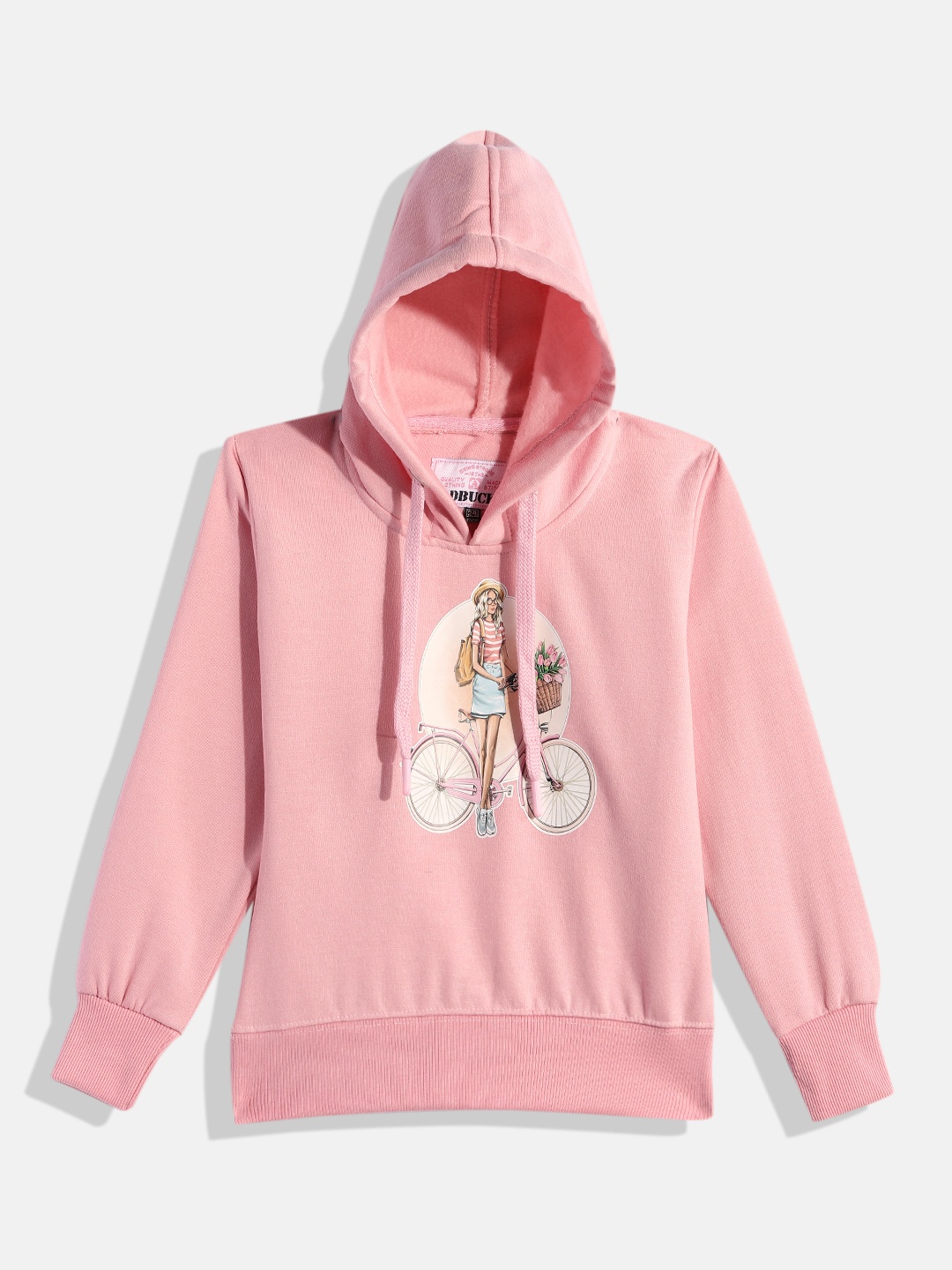 

ADBUCKS Girls Graphic Printed Hooded Sweatshirt, Pink