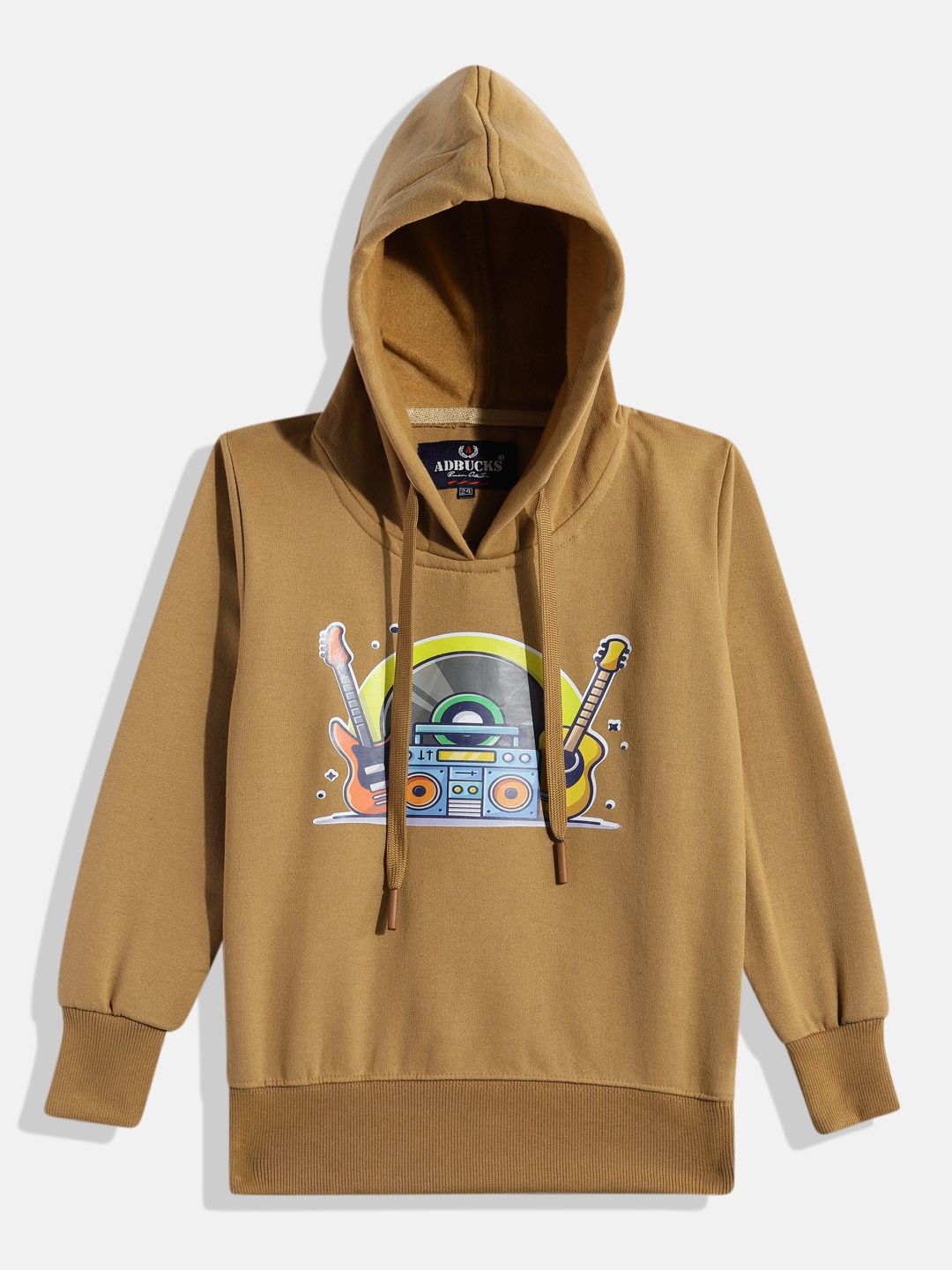 

ADBUCKS Girls Graphic Printed Hooded Sweatshirt, Beige