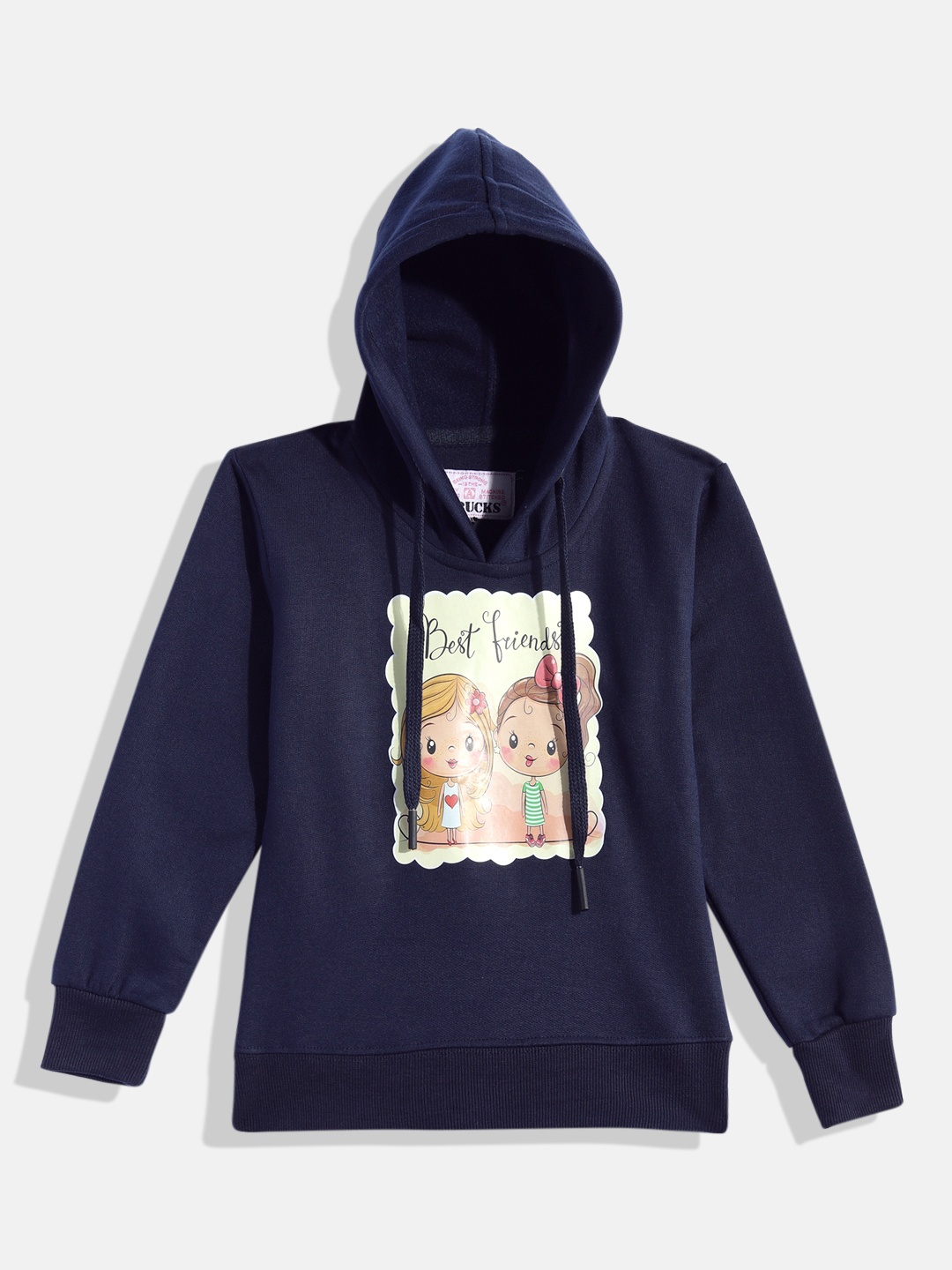 

ADBUCKS Girls Graphic Printed Hooded Sweatshirt, Navy blue