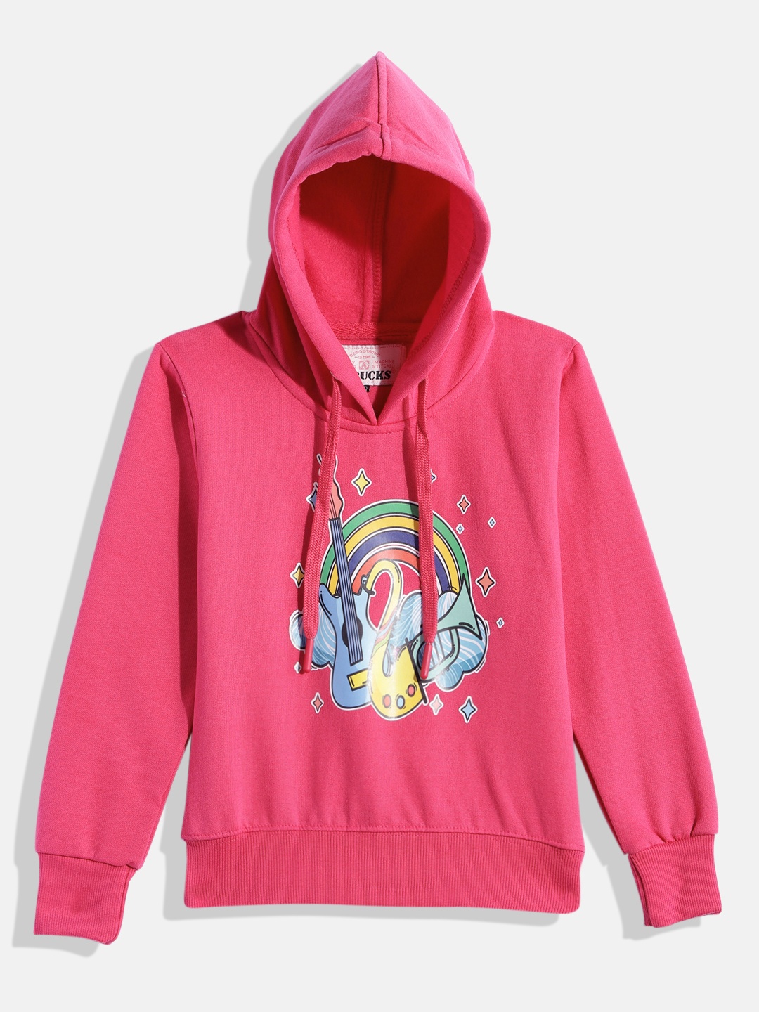 

ADBUCKS Girls Graphic Printed Hooded Sweatshirt, Pink