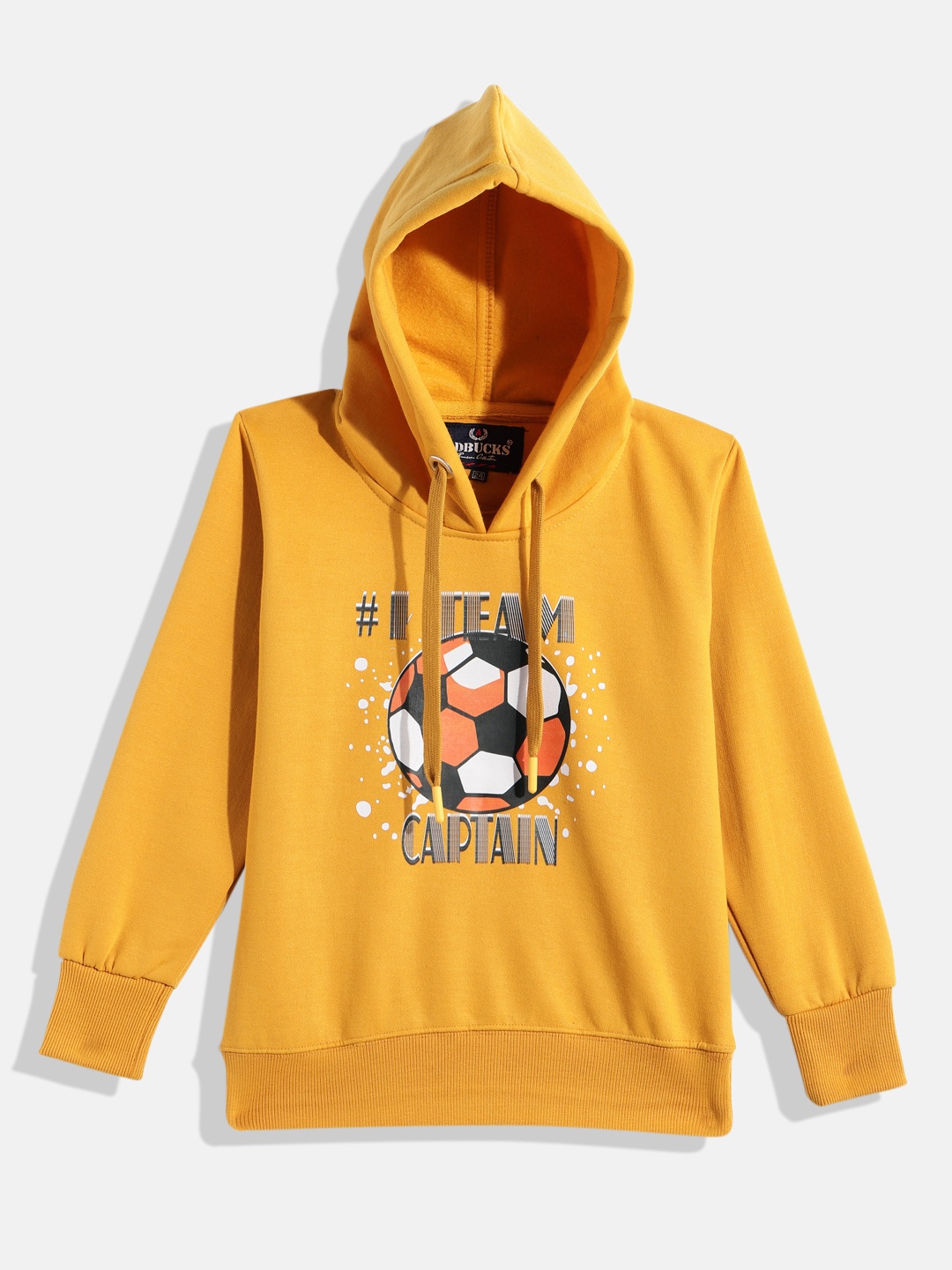 

ADBUCKS Girls Graphic Printed Hooded Sweatshirt, Mustard