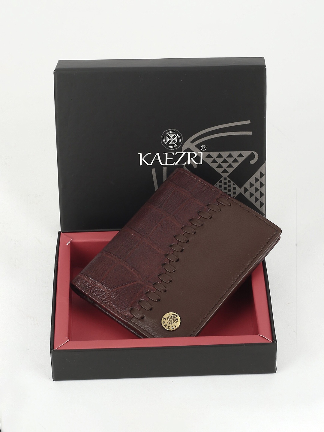 

KAEZRI Men Animal Textured Leather Two Fold Wallet, Brown