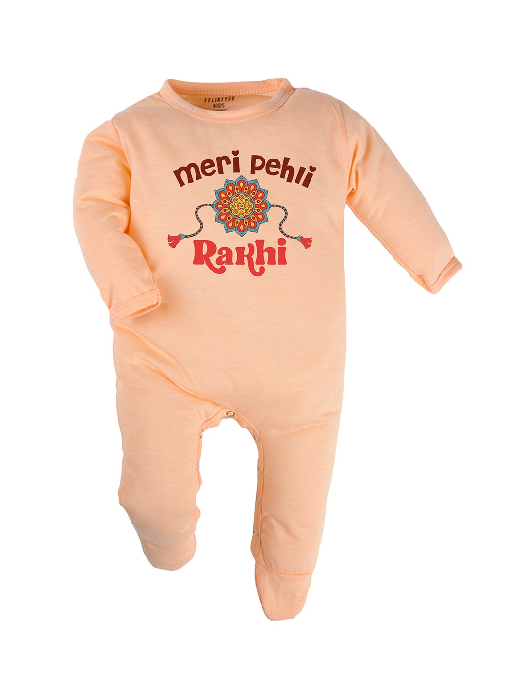 

FFLIRTYGO Infants Printed Cotton Sleepsuit, Peach
