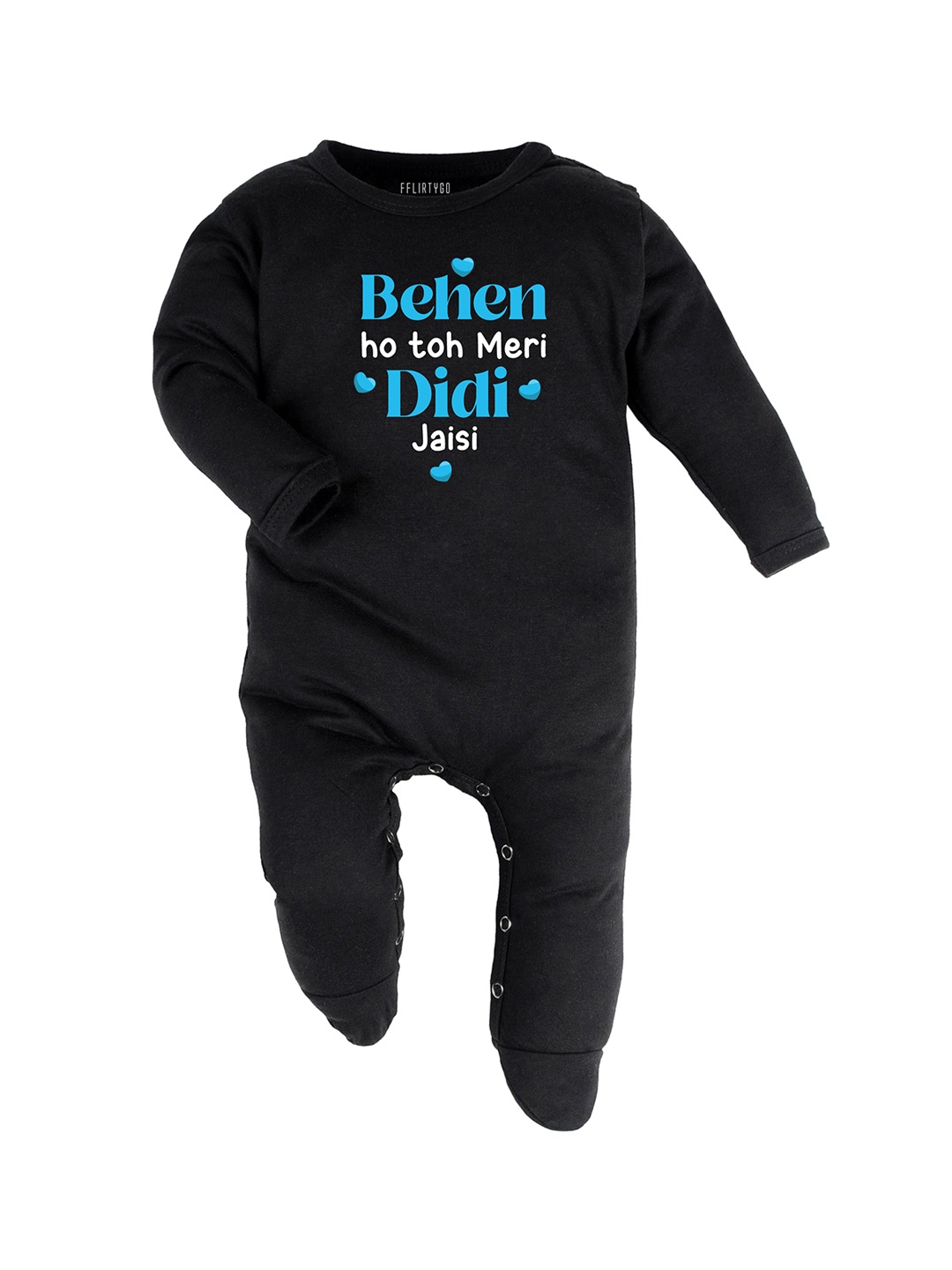 

FFLIRTYGO Infants Printed Cotton Sleepsuit, Black