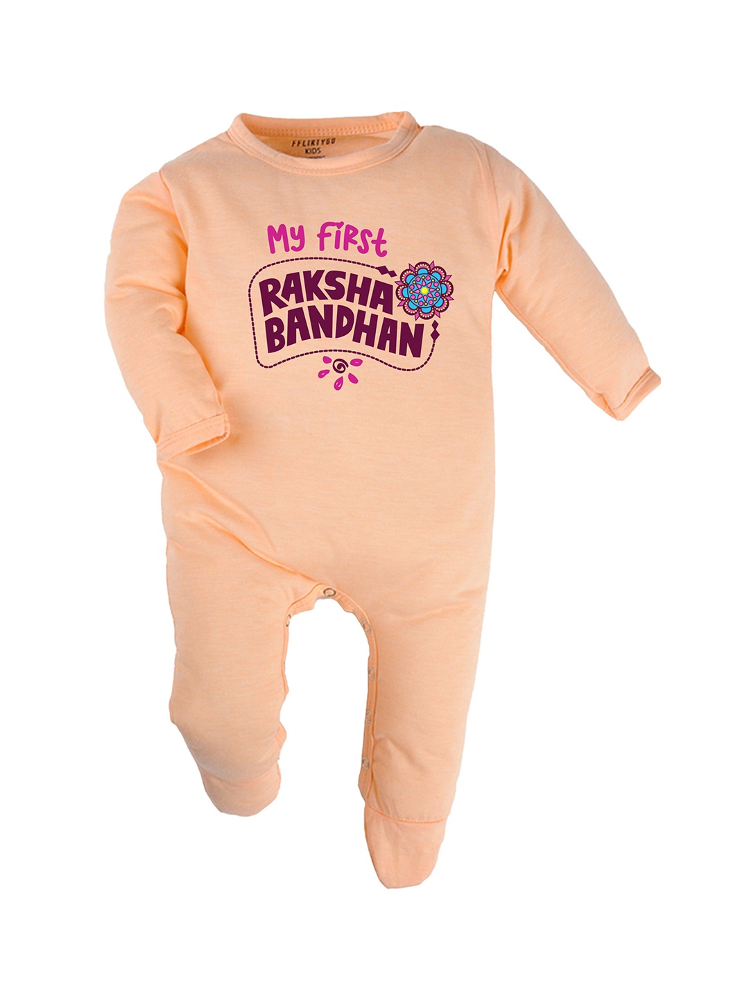 

FFLIRTYGO Infants Printed Cotton Sleepsuit, Peach