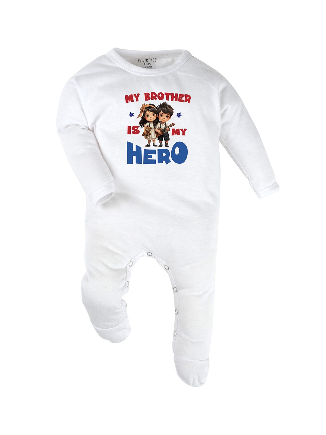 

FFLIRTYGO Infants Printed Cotton Sleepsuit, White