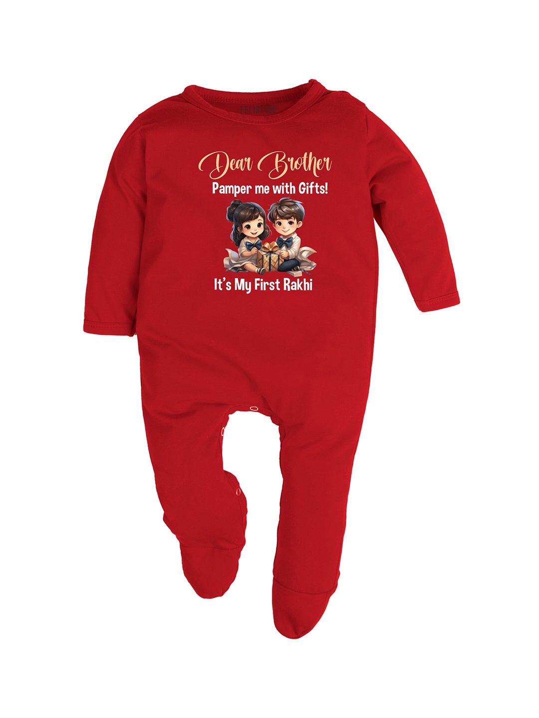 

FFLIRTYGO Infants Printed Cotton Sleepsuit, Red