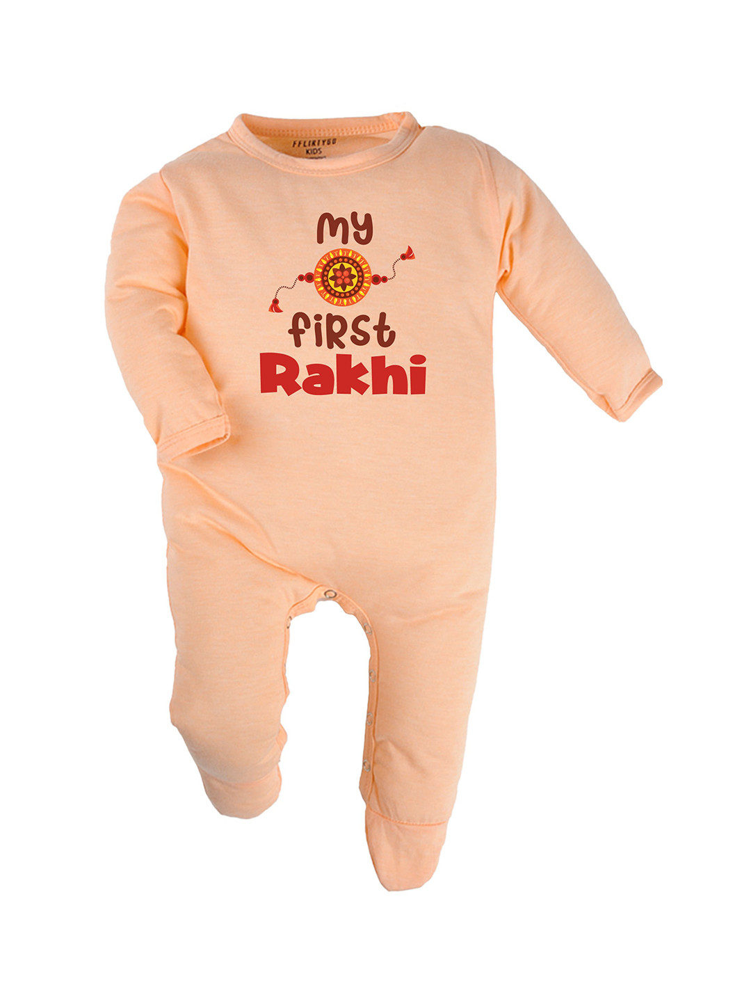 

FFLIRTYGO Infants Printed Cotton Sleepsuit, Peach
