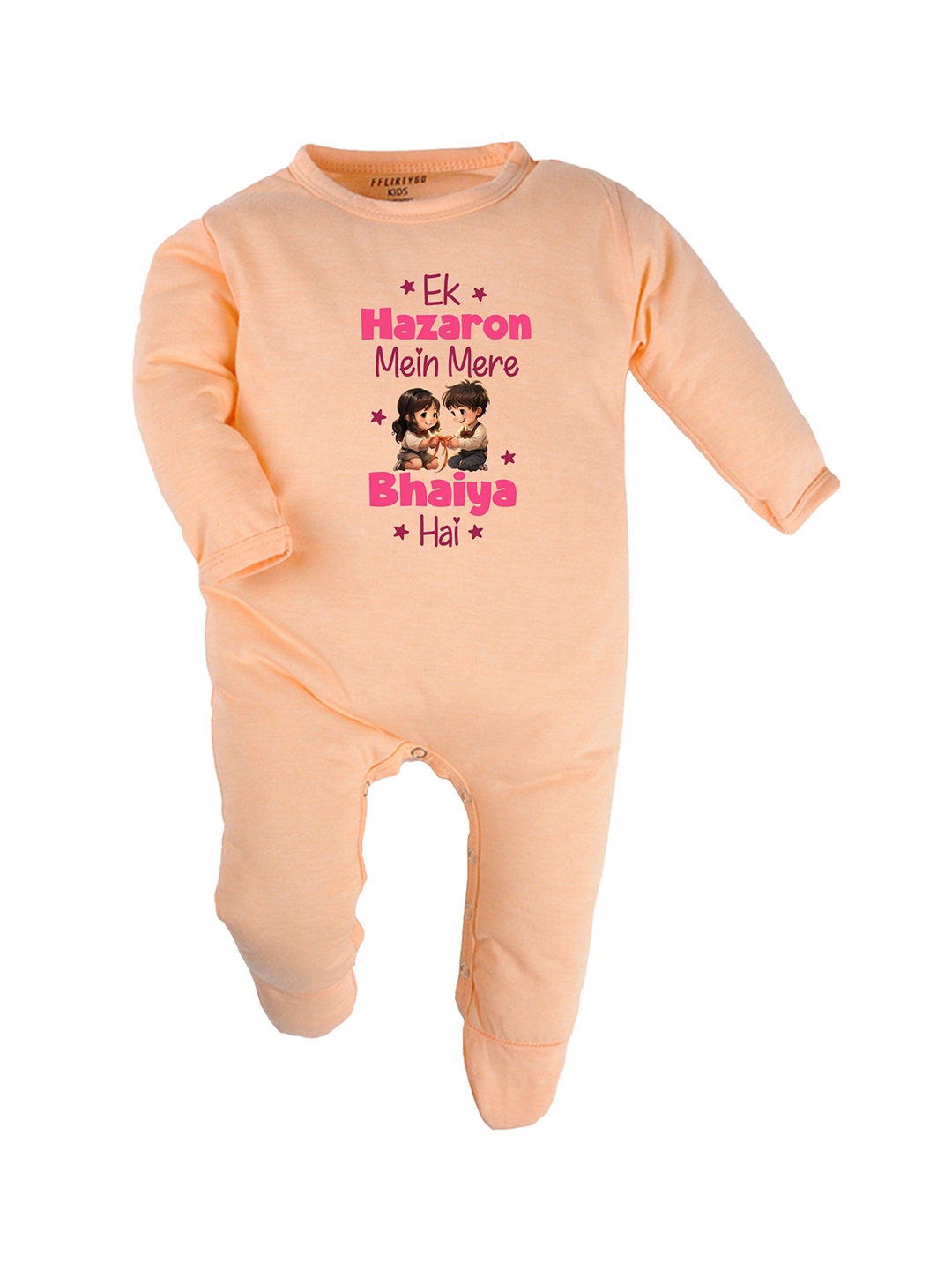 

FFLIRTYGO Infants Printed Cotton Sleepsuit, Peach